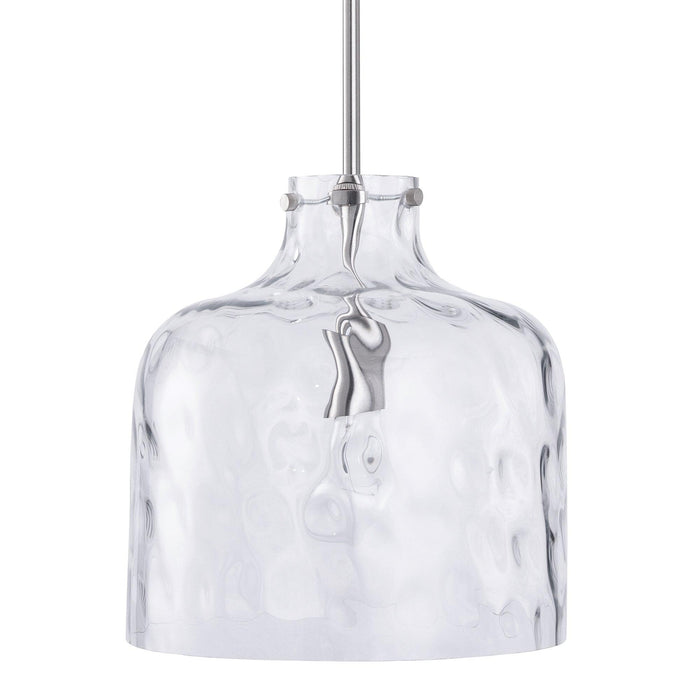 Kara Farmhouse 1-Light Textured Glass Nickel Island Pendant Light - Sweatfully