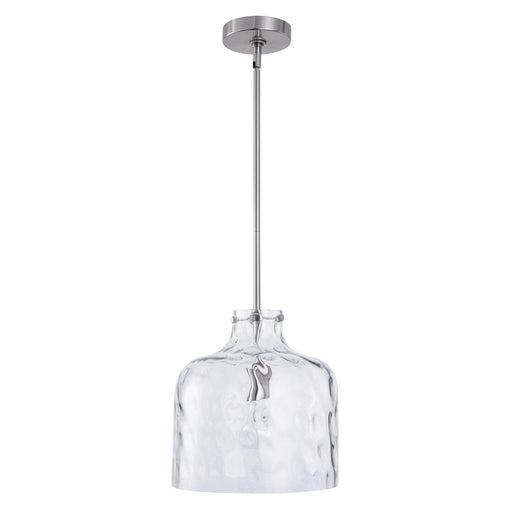 Kara Farmhouse 1-Light Textured Glass Nickel Island Pendant Light - Sweatfully