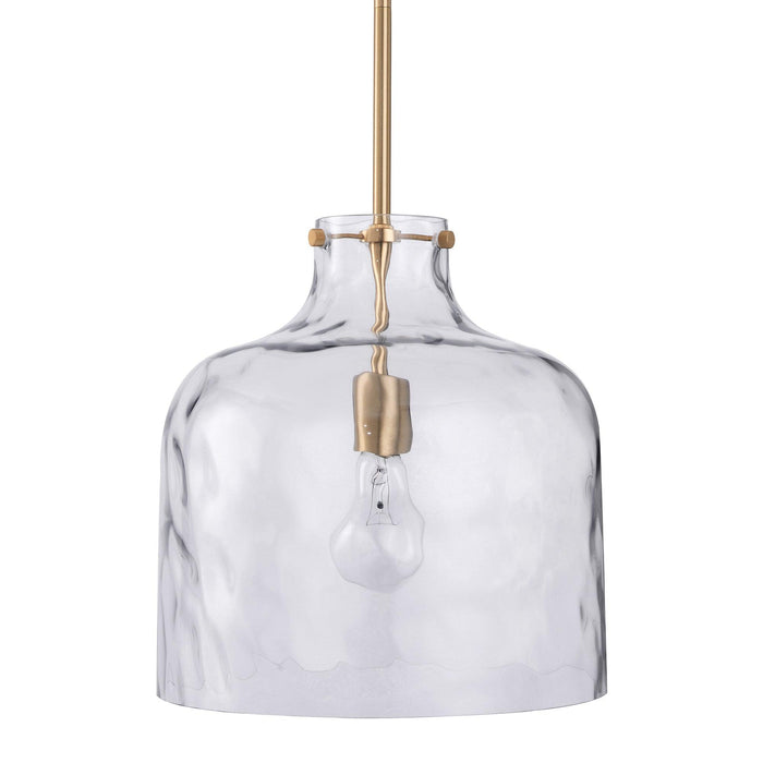 Kara Farmhouse 1-Light Textured Glass Nickel Island Pendant Light - Sweatfully