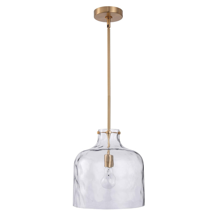 Kara Farmhouse 1-Light Textured Glass Nickel Island Pendant Light - Sweatfully