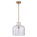 Kara Farmhouse 1-Light Textured Glass Nickel Island Pendant Light - Sweatfully