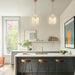 Kara Farmhouse 1-Light Textured Glass Nickel Island Pendant Light - Sweatfully