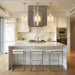 Kara Farmhouse 1-Light Textured Glass Nickel Island Pendant Light - Sweatfully