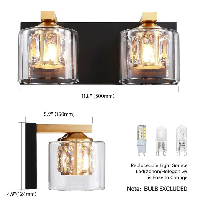 Kolt Chrome Modern 2-Light Bathroom Vanity Light - Sweatfully