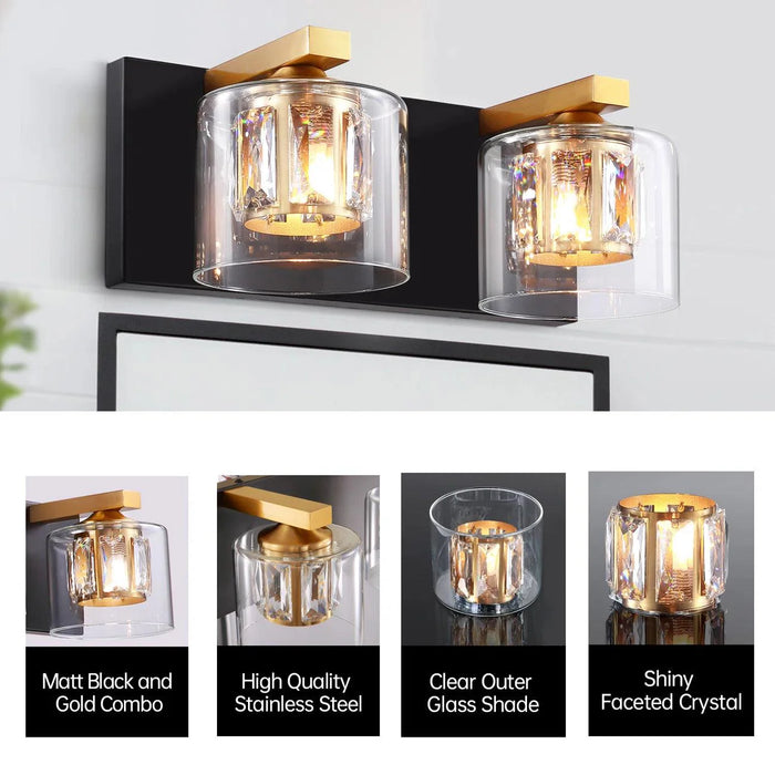 Kolt Chrome Modern 2-Light Bathroom Vanity Light - Sweatfully
