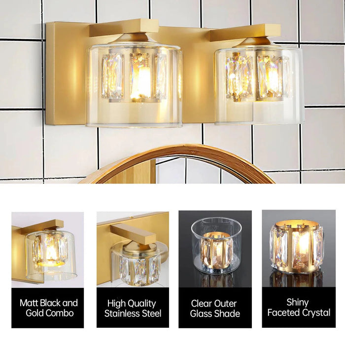 Kolt Chrome Modern 2-Light Bathroom Vanity Light - Sweatfully