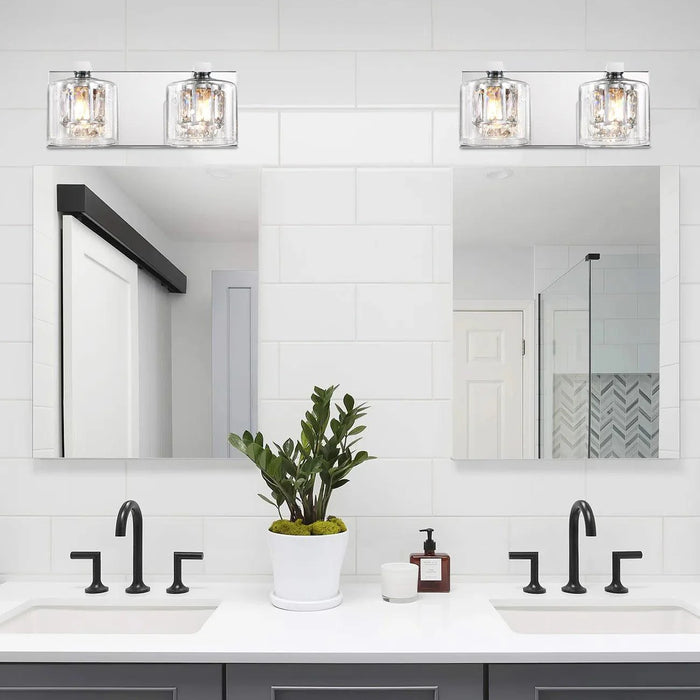 Kolt Chrome Modern 2-Light Bathroom Vanity Light - Sweatfully