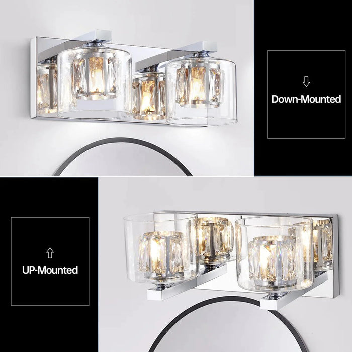 Kolt Chrome Modern 2-Light Bathroom Vanity Light - Sweatfully
