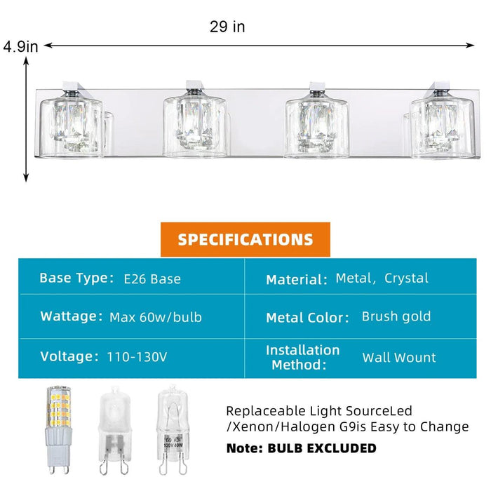 Kolt Modern 4-Light Bathroom Vanity Light - Sweatfully