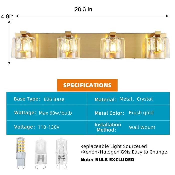 Kolt Modern 4-Light Bathroom Vanity Light - Sweatfully
