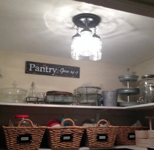 Mason Jar Vintage Light Fixture - Quart Chain Trio - Sweatfully