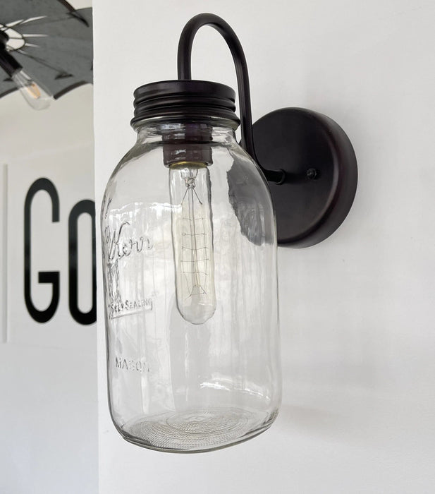 Vintage KERR Mason Jar Wall SCONCE Lighting Fixture - Sweatfully