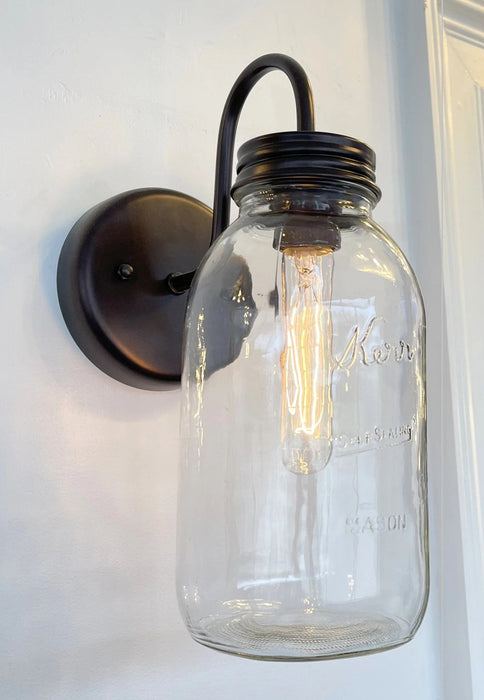 Vintage KERR Mason Jar Wall SCONCE Lighting Fixture - Sweatfully