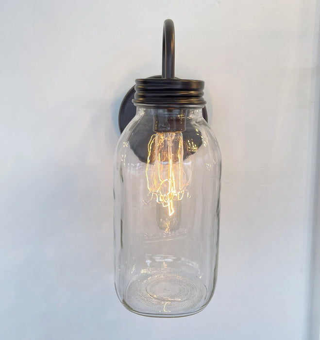 Vintage KERR Mason Jar Wall SCONCE Lighting Fixture - Sweatfully