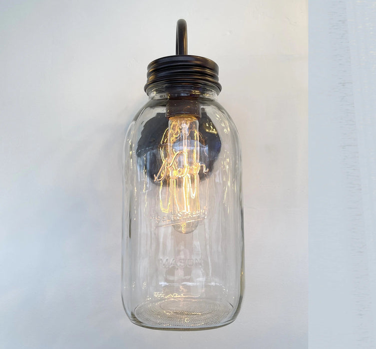 Vintage KERR Mason Jar Wall SCONCE Lighting Fixture - Sweatfully