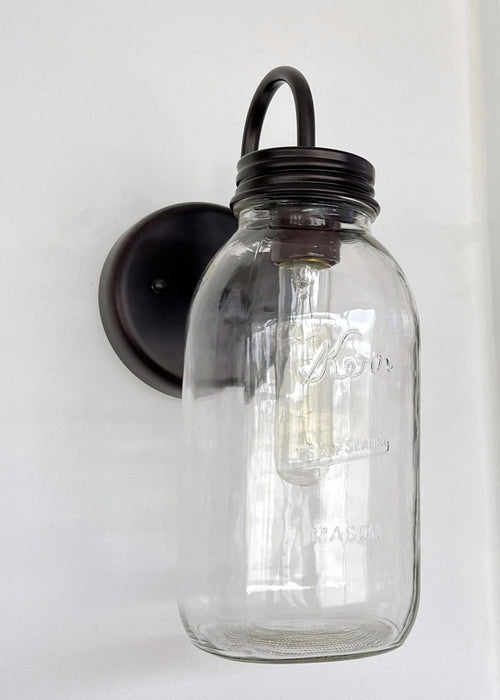 Vintage KERR Mason Jar Wall SCONCE Lighting Fixture - Sweatfully