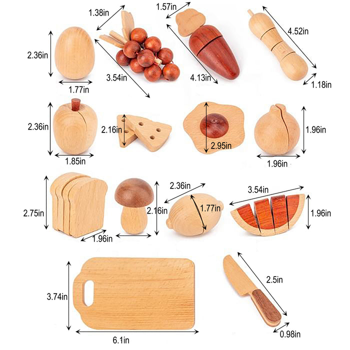 Wooden Play Food Sets for Kids Kitchen - Sweatfully