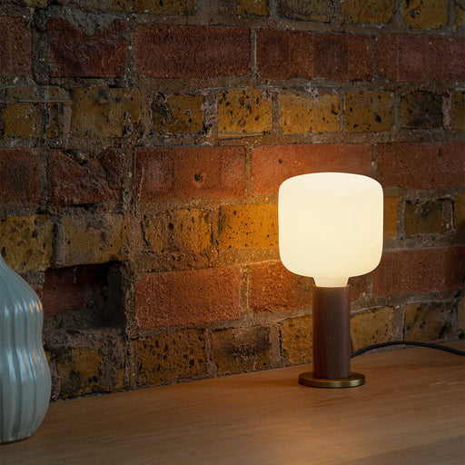 Knuckle Table Lamp in Walnut + Oblo - Sweatfully