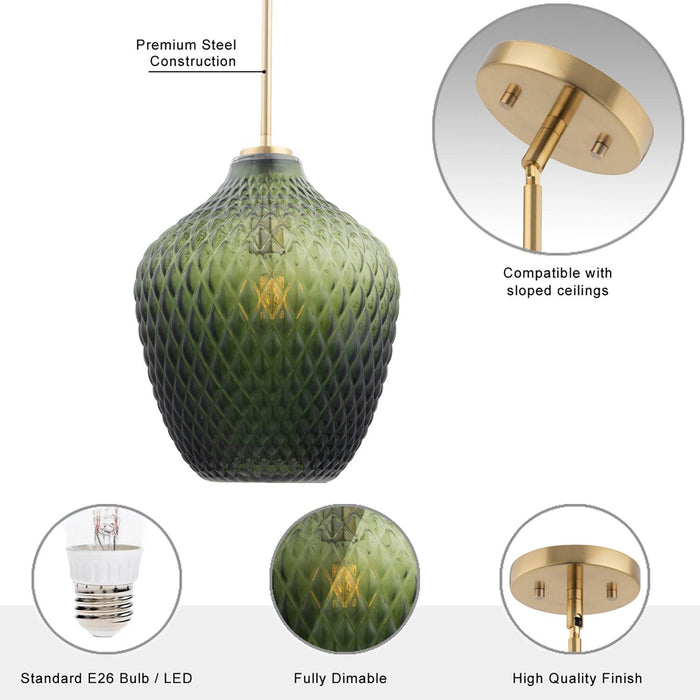 Lavine 1-light Olive Handblown Glass Mini Island Pendant Light - Sweatfully