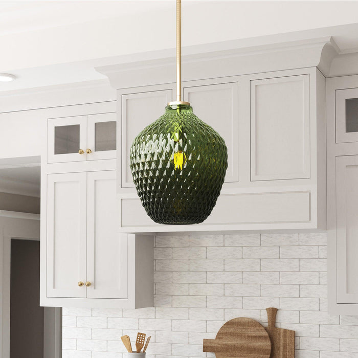Lavine 1-light Olive Handblown Glass Mini Island Pendant Light - Sweatfully