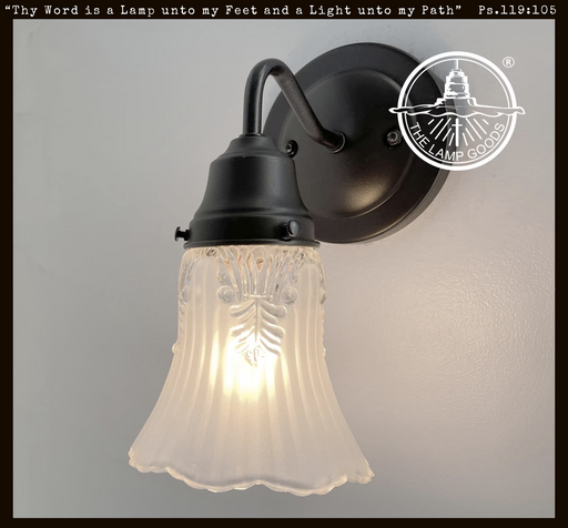 Vanity SCONCE Wall Light 1950s Fixture Frost & Clear Antique Vintage Glass - Sweatfully