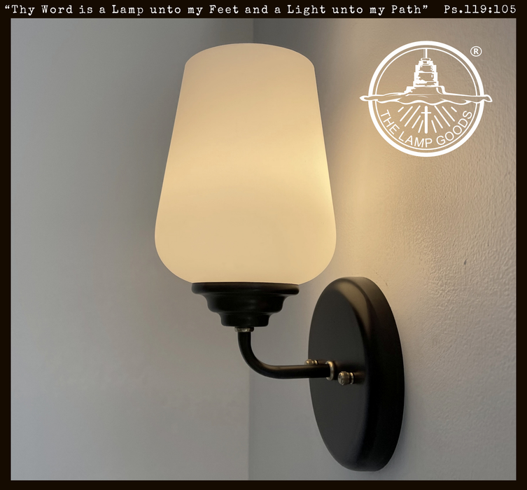 MODERN SLEEK Opal Wall SCONCE Brass and Black - Sweatfully