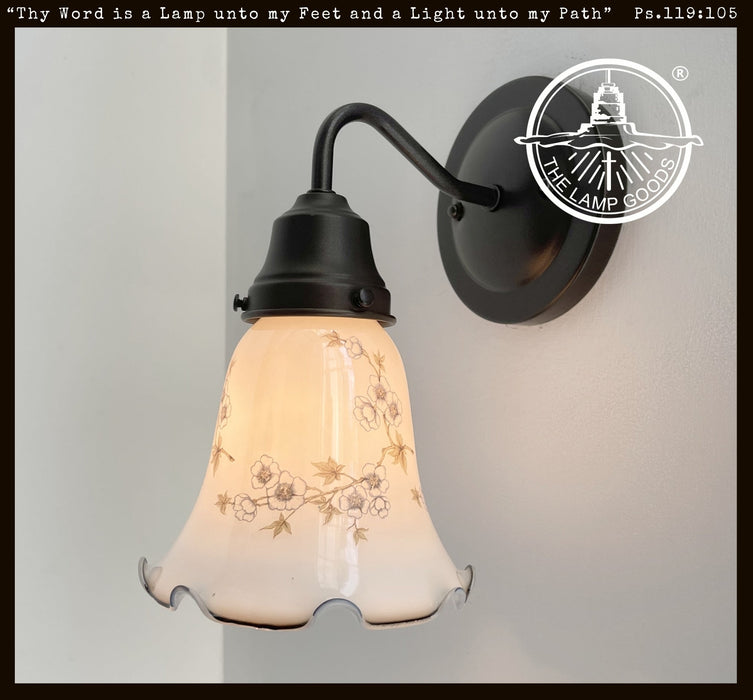 Antique PRINTED FLORAL 1960's Wall Sconce Lighting - Sweatfully