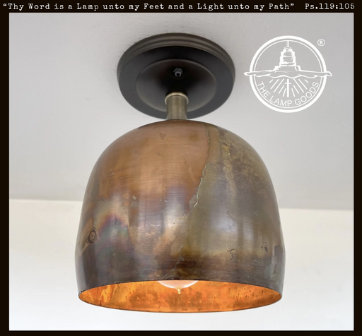 DOME BURNISHED COPPER Ceiling Light Rustic Farmhouse - Sweatfully
