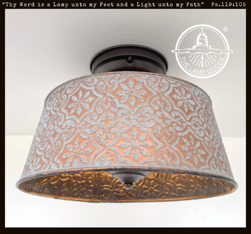 Ornate Copper Farmhouse Ceiling Light - 4 Bulb - Sweatfully