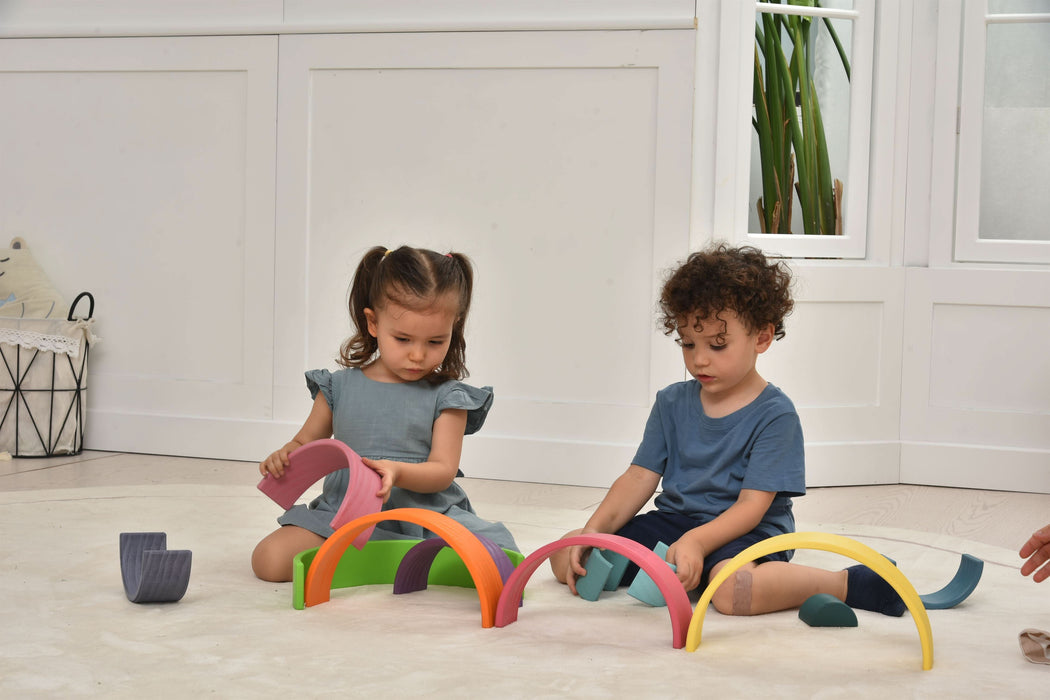 Wooden Rainbow Stacker Blocks - Sweatfully