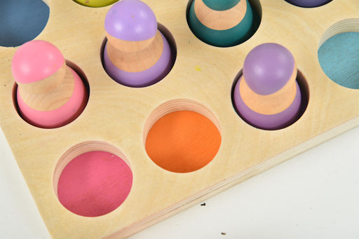 Wooden Rainbow Peg Dolls Figures 12 Piece Set - Sweatfully