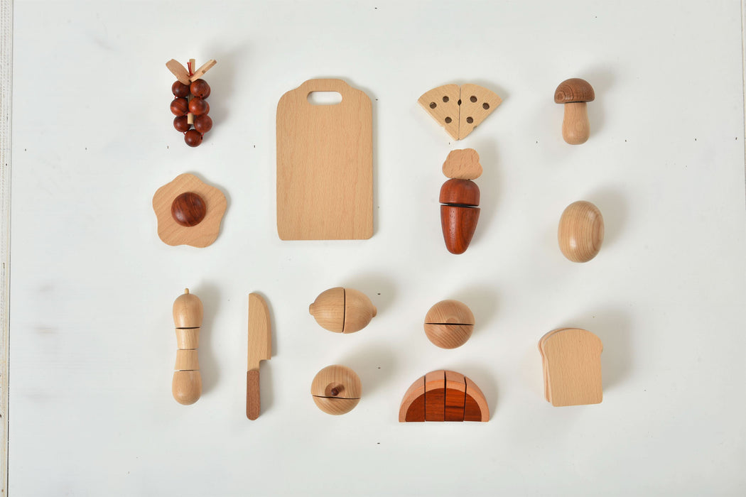 Wooden Play Food Sets for Kids Kitchen - Sweatfully