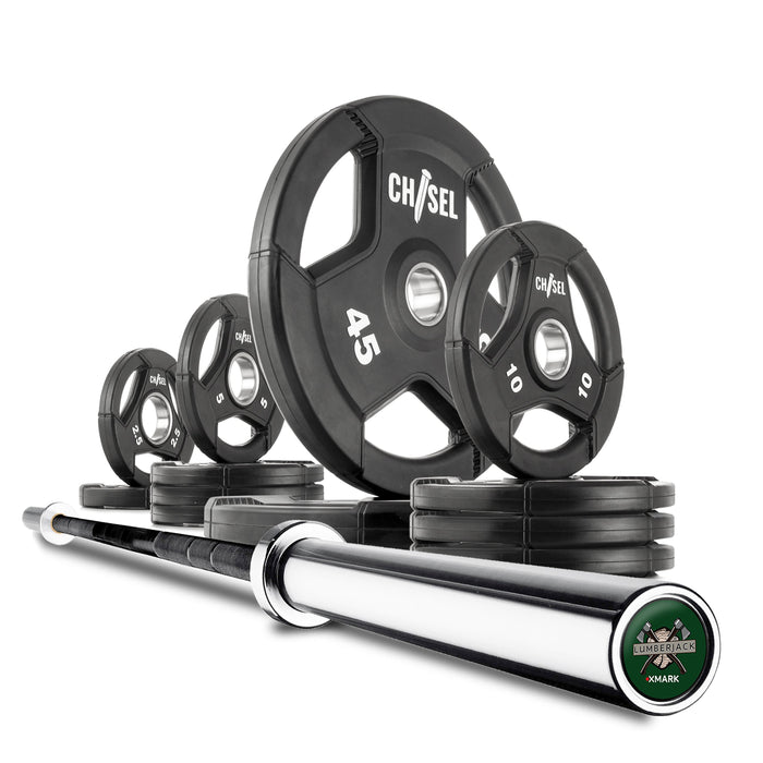 XMARK Chisel Olympic Weight Plates & Bar Set Builder BLACKSMITH-CHISEL-BAL-155 - Sweatfully