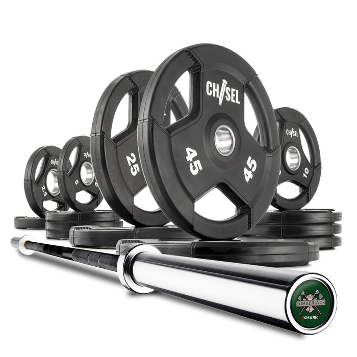 XMARK Chisel Olympic Weight Plates & Bar Set Builder BLACKSMITH-CHISEL-BAL-155 - Sweatfully
