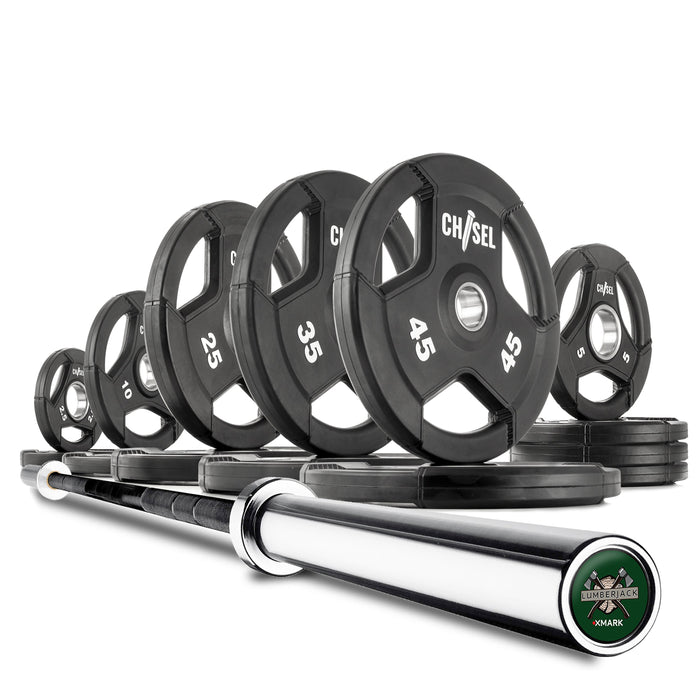 XMARK Chisel Olympic Weight Plates & Bar Set Builder BLACKSMITH-CHISEL-BAL-155 - Sweatfully