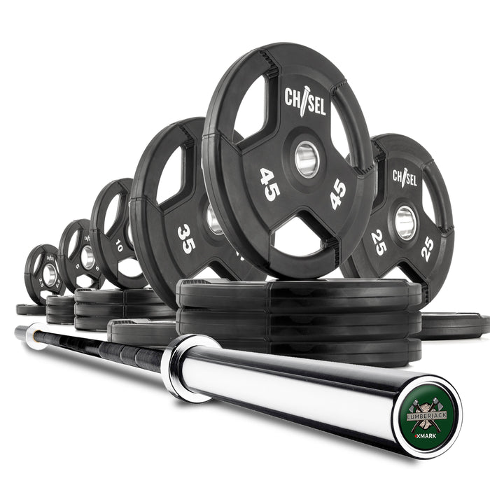 XMARK Chisel Olympic Weight Plates & Bar Set Builder BLACKSMITH-CHISEL-BAL-155 - Sweatfully