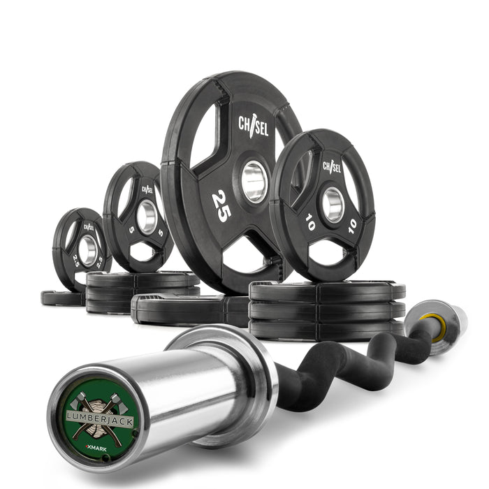 XMARK Chisel Olympic Weight Plates and Curl Barbell Sets CHISEL-CHISEL-BAL-65 - Sweatfully