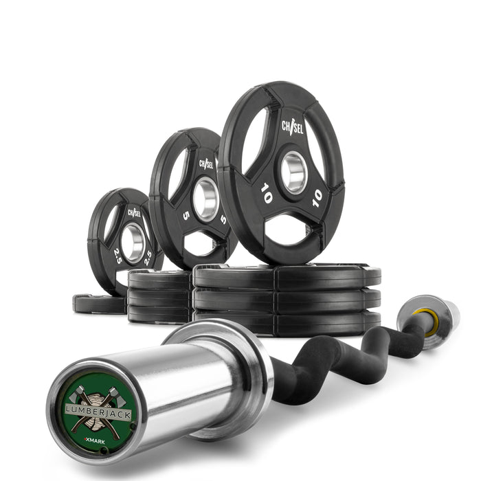 XMARK Chisel Olympic Weight Plates and Curl Barbell Sets CHISEL-CHISEL-BAL-65 - Sweatfully