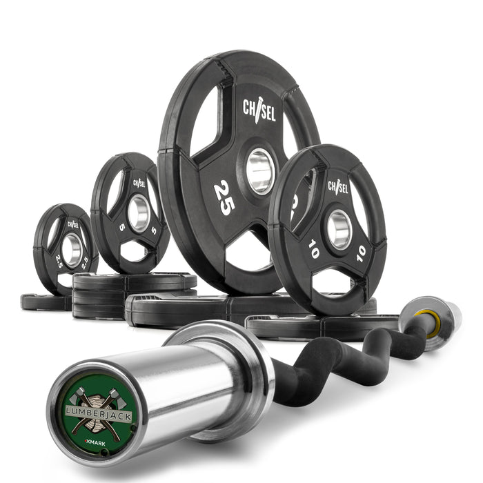 XMARK Chisel Olympic Weight Plates and Curl Barbell Sets CHISEL-CHISEL-BAL-65 - Sweatfully