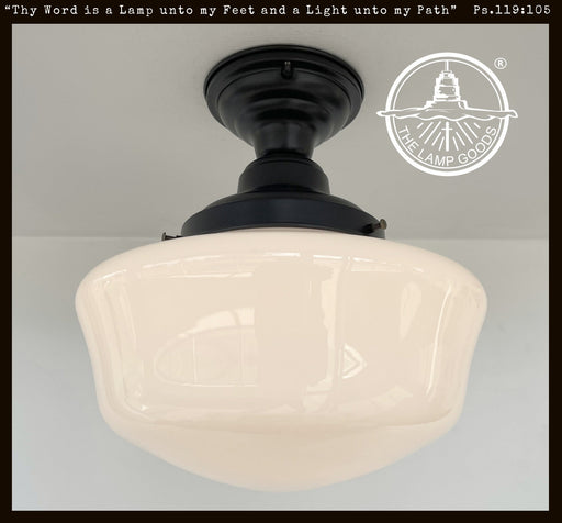 SCHOOLHOUSE Authentic Historical 1930's Antique Milk Glass Ceiling Light - Sweatfully