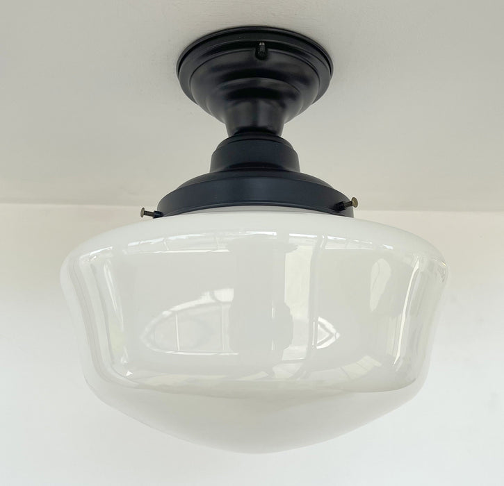 SCHOOLHOUSE Authentic Historical 1930's Antique Milk Glass Ceiling Light - Sweatfully