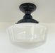 SCHOOLHOUSE Authentic Historical 1930's Antique Milk Glass Ceiling Light - Sweatfully