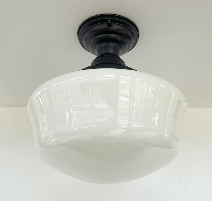SCHOOLHOUSE Authentic Historical 1930's Antique Milk Glass Ceiling Light - Sweatfully