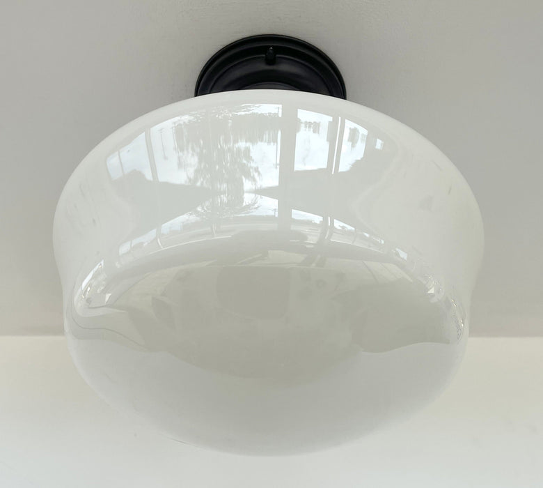 SCHOOLHOUSE Authentic Historical 1930's Antique Milk Glass Ceiling Light - Sweatfully