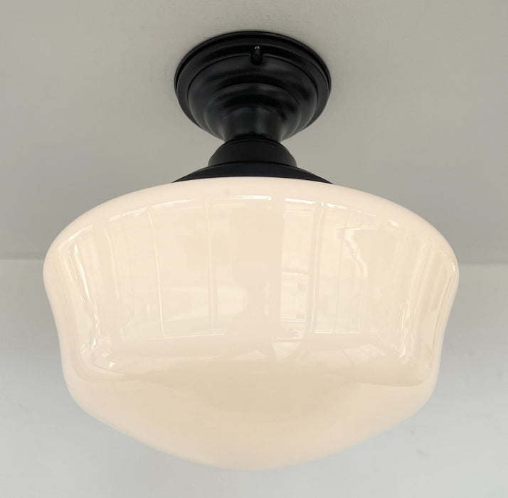 SCHOOLHOUSE Authentic Historical 1930's Antique Milk Glass Ceiling Light - Sweatfully