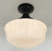 SCHOOLHOUSE Authentic Historical 1930's Antique Milk Glass Ceiling Light - Sweatfully