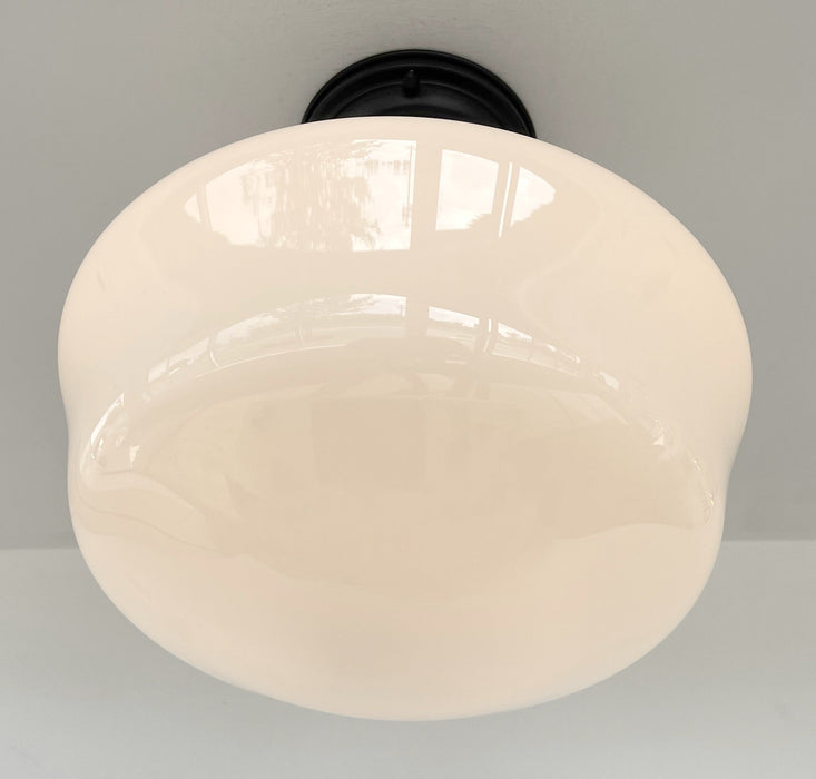 SCHOOLHOUSE Authentic Historical 1930's Antique Milk Glass Ceiling Light - Sweatfully