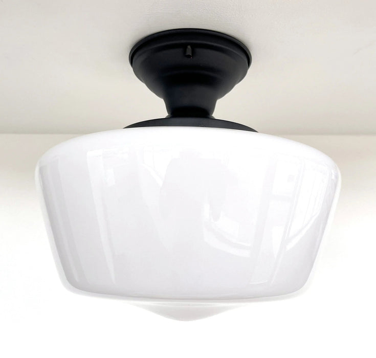 Large Schoolhouse Milk Glass LIGHT Fixture - Sweatfully