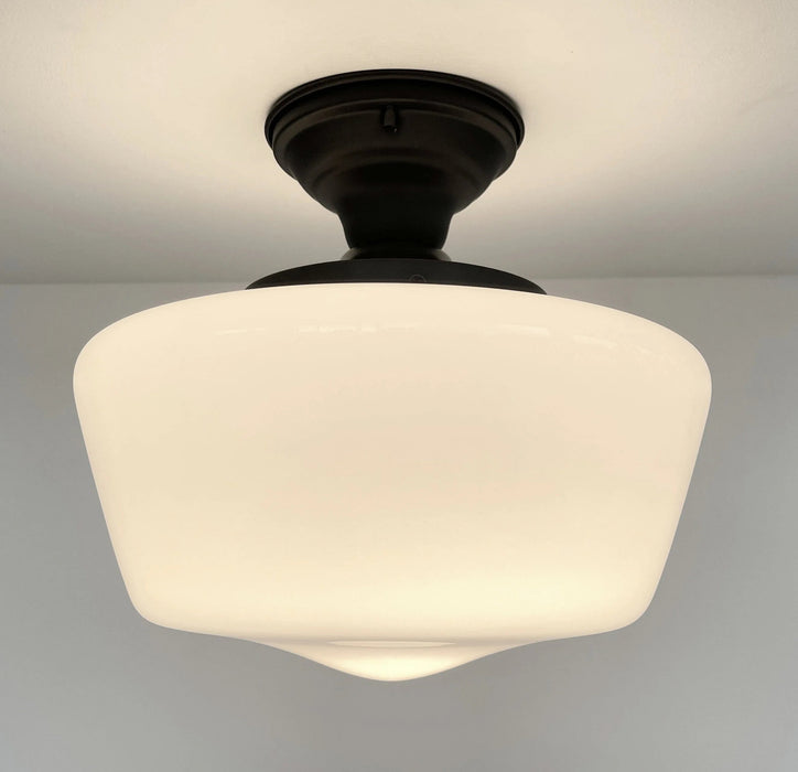 Large Schoolhouse Milk Glass LIGHT Fixture - Sweatfully