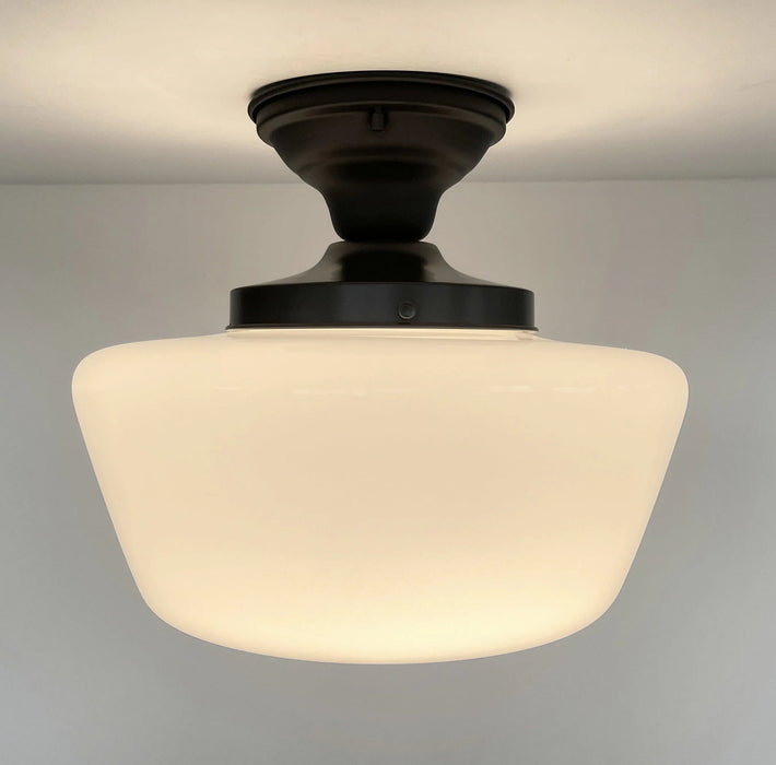 Large Schoolhouse Milk Glass LIGHT Fixture - Sweatfully